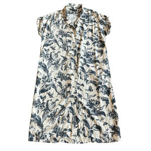 Frank & Oak Cream Dress with Navy Floral Print